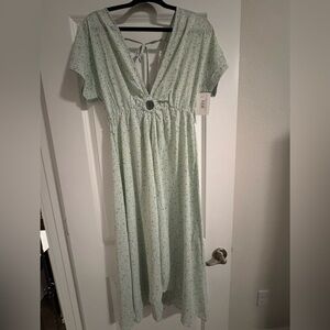 Chic Mint Green Floral Midi Kimono Top